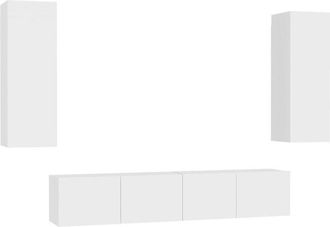 vidaXL Vidaxl - Muebles De Sal&oacute;n 4 Piezas Madera De Ingenier&iacute;a Blanco