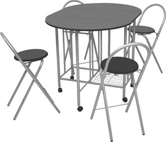 vidaXL Conjunto De Comedor Plegable 5 Piezas Mdf Negro Vidaxl