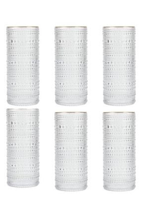 Fortessa Jupiter Set of 6 Gold Rim Collins Glasses in Clear at Nordstrom