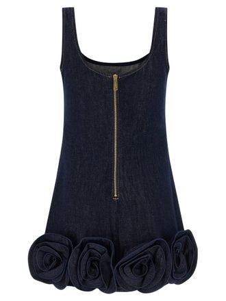 Self Portrait 3D Flower Denim Dress - Indigo