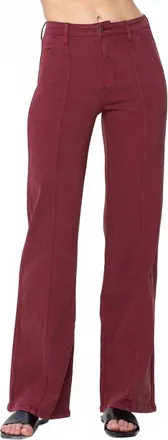 Judy Blue Zone High Waist Front Seam Straight Jean In Burgundy