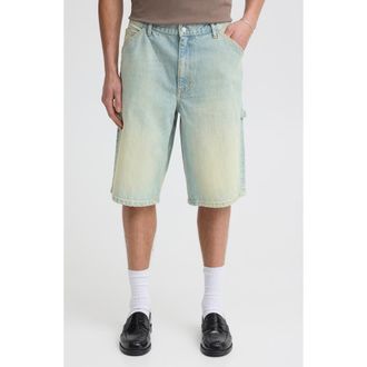 Solid Tobias Denim Carpenter Shorts in Light Blue Bleached Denim at Nordstrom, Size Xx-Large