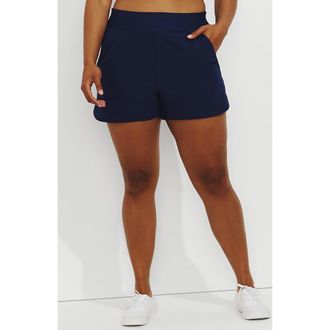 Lands End 3 Quick Dry Elastic Waist Board Shorts Swim Cover-up Shorts with Panty in Deep Sea Navy at Nordstrom, Size 16W