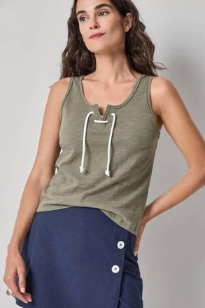 Lilla P Lace Up Tank Top In Fern