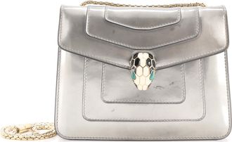 Bulgari Serpenti Forever Square Shoulder Bag Metallic Leather Small