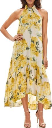 Socialite High/Low Halter Dress in Yellow/Sage at Nordstrom, Size Medium