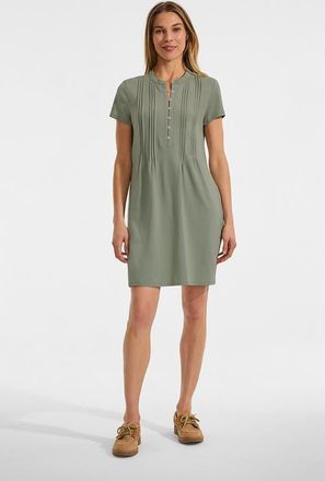 Lands End Cotton Modal Pintuck Short Sleeve Dress in Sage at Nordstrom, Size Small