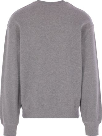 Maison Kitsun&eacute; Mens Sweatshirt Fox Head Medium Grey Melange Cotton; Rib: Cotton Sweatshirts Sweater