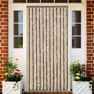Berkfield Home Fly Curtain Dark Brown & Beige 100x220 cm Chenille