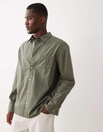 Calvin Klein Jeans Camicia comoda verde oliva in popeline