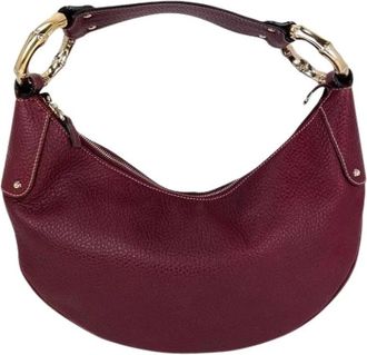 Gucci Pre-owned Half Moon Bamboo Ring Hobo Bag - Dames - Vintage Schoudertas - Rood - ONE Size - Katoen - Vintage