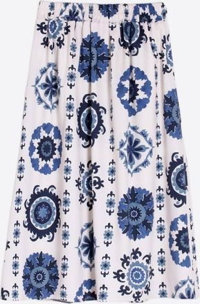 Vilagallo Suzani Azul Skirt In White/blue