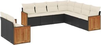 vidaXL Set De Sof&aacute;s De Jard&iacute;n 8 Piezas Y Cojines Rat&aacute;n Sint&eacute;tico Negro Vidaxl