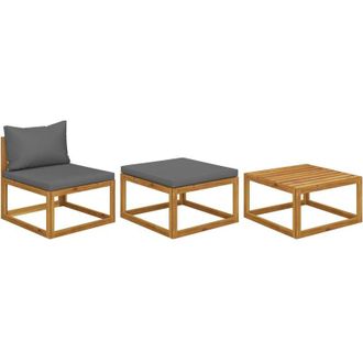 vidaXL Muebles De Jard&iacute;n 3 Piezas Con Cojines Madera Maciza De Acacia Vidaxl