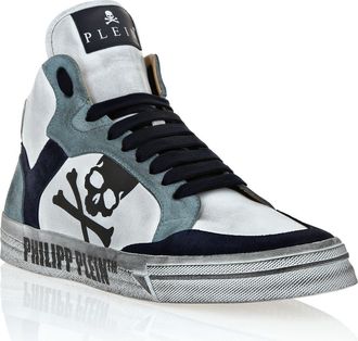 Philipp Plein High Top Sneakers Retrokickz Leather Unisex in White/middleblue at Nordstrom, Size 35