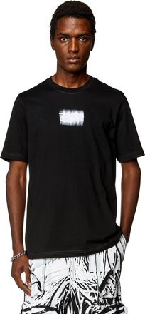 Diesel Logo-flocked T-shirt in organic cotton - T-Shirts - Man - Black
