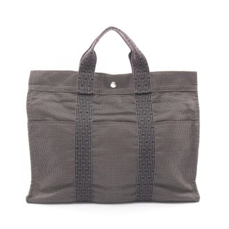 Herm&egrave;s Gray Nylon Canvas Handbag Tote Bag (Pre-Owned)
