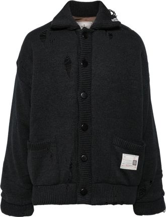 Miharayasuhiro distressed cardigan - men - Polyester/Acrylic/Polyester/Wool - 44 - Black