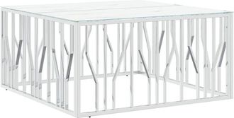 vidaXL Vidaxl - Mesa De Centro Acero Inoxidable Y Vidrio Plateado 100x100x50 Cm