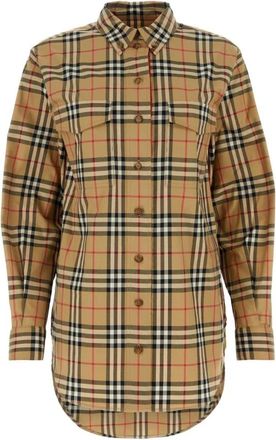 Burberry Geruit katoenen overhemd - Dames - Overhemden - Veelkleurig - S - Katoen - Overhemden