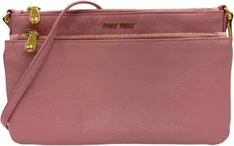Miu Miu Pre-owned Cross Body Bags, female, Pink, Size: ONE SIZE Pre-owned Leather Crossbody Bag