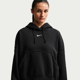 Nike Womens Nike Sportswear Phoenix Fleece Over-Oversized Pullover Hoodie in Black | DQ5858-010