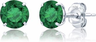 MAX + STONE 10k Yellow or White Gold 6mm Round Solitaire Gemstone Stud Earrings