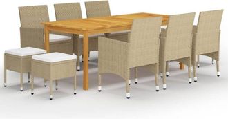 vidaXL Juego De Comedor De Jard&iacute;n De 11 Piezas Beige Vidaxl