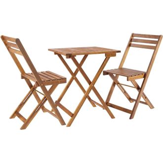TecTake Conjunto bistr&oacute;, madera de acacia, plegable, 60x60x74,5cm, marr&oacute;n