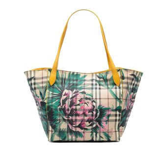 Burberry Tweedagse Kleine Haymarket Ruit Bloemenprint Gecoate Canvas Canterbury Tas