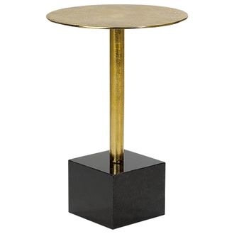 Beliani Beliani - Mesa Auxiliar Redonda De Estilo Moderno Con Tapa De Metal Y Base De Piedra En Color Dorado Y Negro Colibri