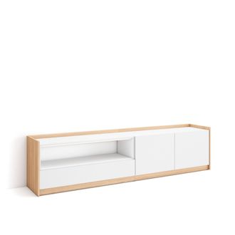 Skraut Home Skraut Home - Mueble Tv, Televisi&oacute;n, 207x37x50cm, Para Tv Hasta 80, Blanco Y Roble Soft