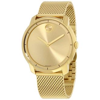 Movado Bold Gold Dial Gold-tone Mesh Mens Watch 3600373