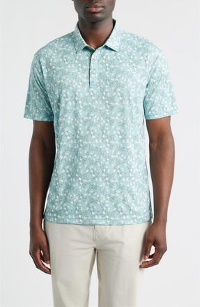 Swannies Breeze Floral Performance Golf Polo in Surf at Nordstrom, Size Xx-Large