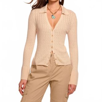 Ramy Brook Cathy Pointelle Silk Cashmere Cardigan Sweater In Sandstone