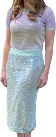 Roberto Collina Gonna Paillettes Skirt Menta S24 In Light Blue