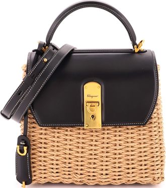 Ferragamo Boxyz Top Handle Bag Wicker Medium