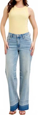 Judy Blue Mid Rise Release Hem Wide Leg Jeans In Light Wash