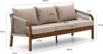 Bellagio la vita attrattiva Bellagio Perzano lounge tuinbank 3-zits 188cm