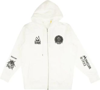 Moncler Zip Up 1952 Logo Hoodie - Heren - Vesten met rits - Wit - L - Katoen - Hoodies & sweatvesten