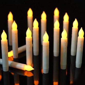OEM Velas Sin Llama A Pilas, Velas Led Parpadeantes, Candelabros El&eacute;ctricos C&oacute;nicos. Altura: 15 Cm, Juego De 12 Unidades, Sin Mando A Distancia