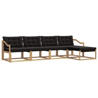 vidaXL Conjunto De Sof&aacute;s De Exterior Con Coj&iacute;n 5 Pcs Blanco Y Negro Vidaxl
