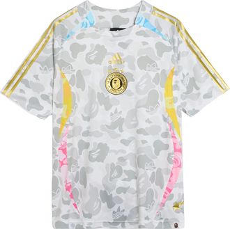 adidas x BAPE Teamgeist T-Shirt Asia Sizing White Grey Multi Color KU5996