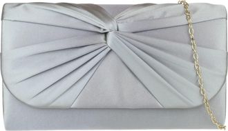 Girly HandBags Womens Twist Satin Plain Clutch Bag Medium Grey