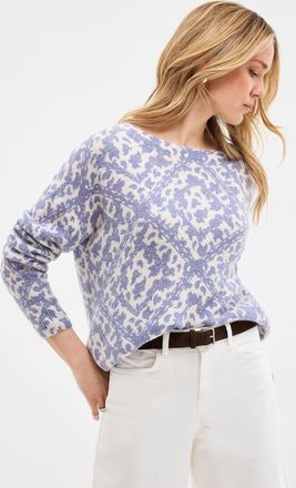 Contemporaine Womens Colorful flower garden fuzzy knit sweater