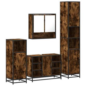 Berkfield Home 4&not;Piece Bathroom Furniture Set&not;Smoked Oak Engineered Wood in Brown