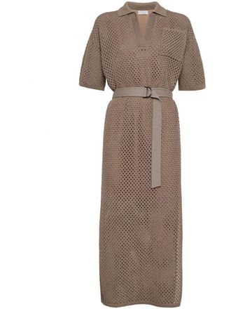 Brunello Cucinelli Gehaakte midi-jurk - Bruin