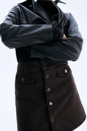 H&M A-line Denim Mini Skirt in Dark Brown at Nordstrom, Size 18