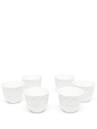 Missoni Home Tazze in ceramica con stampa chevron (6 pezzi) - Bianco