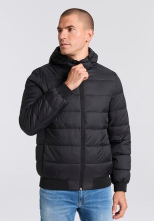 Pepe Jeans London Steppjacke PEPE JEANS PUFFER HOOD, Herren, Gr. L, schwarz, Web, Obermaterial: 100% Polyamid, unifarben, regular fit, Rippb&uuml;ndchen, Jacken Steppjacke, 